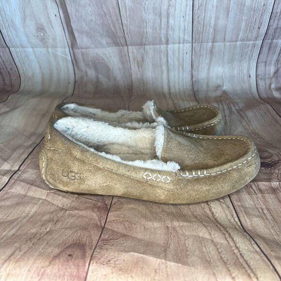 UGG slippers shoes Womens 8 beige Ansley chestnut moccasin house shoe comfort - Picture 8 of 12